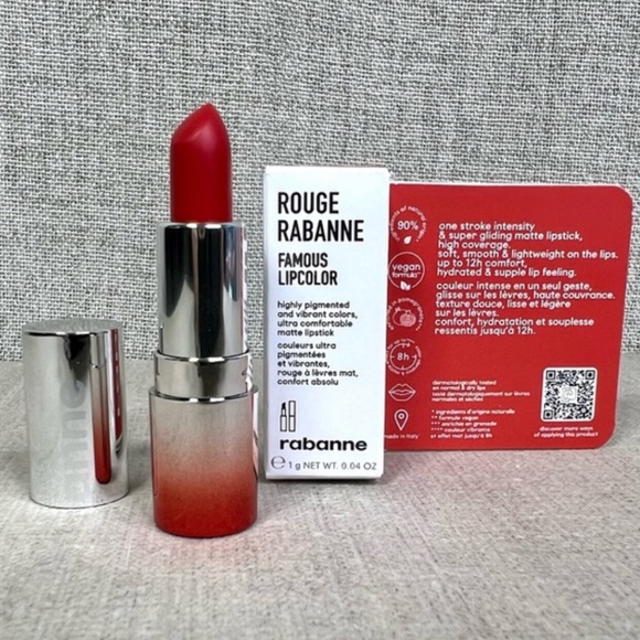 ❤️3 for $30❤️ Rabanne Famous Lipcolor Matte Lipstick mini in 636 Red Seal - Picture 3 of 9